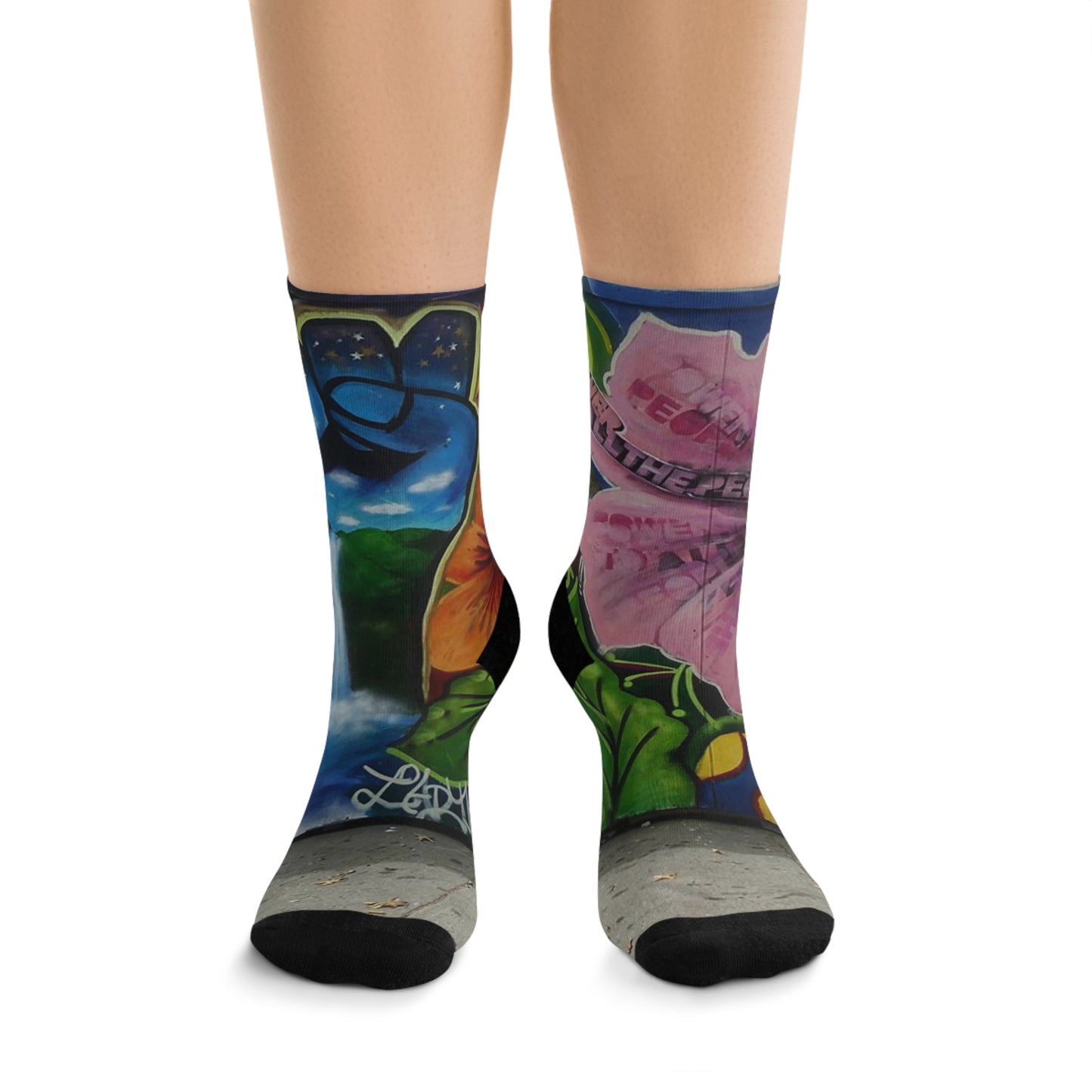 Street Art Recycled Poly Socks - All The Power to the People